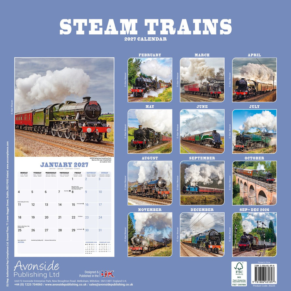 Steam Trains Calendar 2027