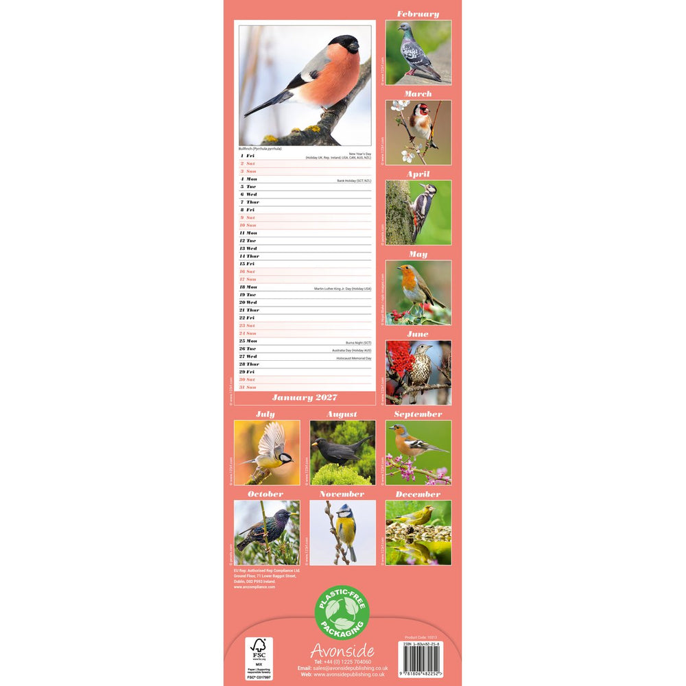 Garden Birds 2027 Slimline Calendar