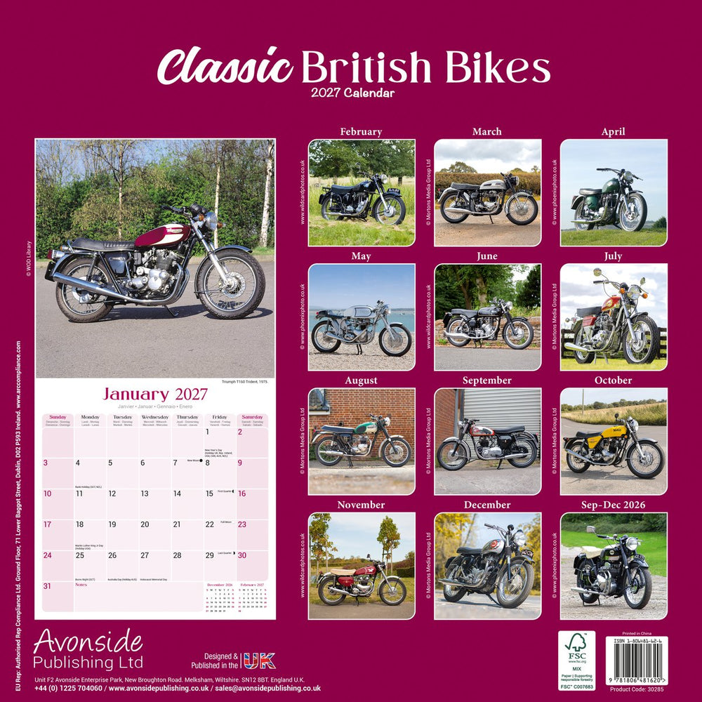 British Bikes 12'' Calendar 2027