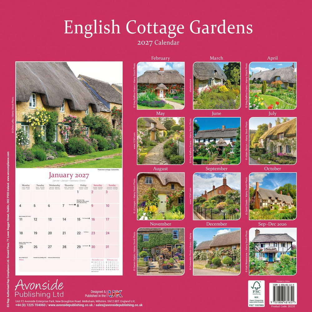 English Gardens 12" Calendar 2027