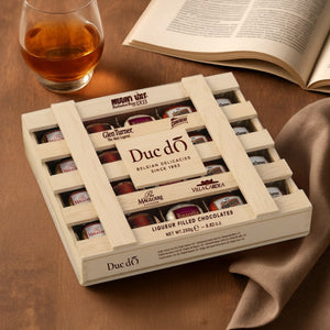 Chocolate Liqueurs in a Wooden Crate