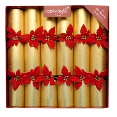6 Poinsettia Glitter Crackers