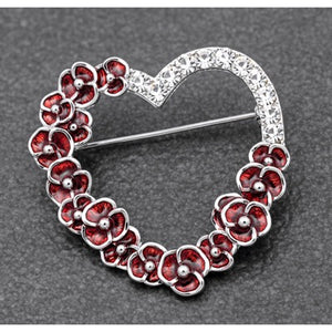 Poppy Diamante Heart Brooch