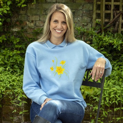 Embroidered Daffodil Jersey Top