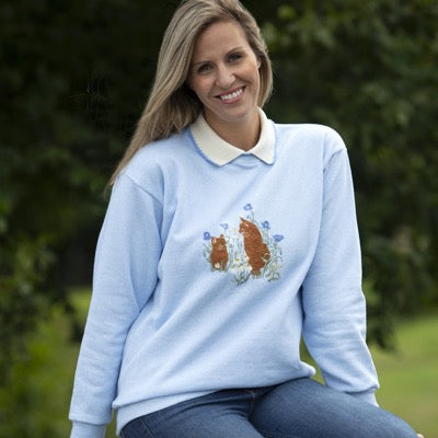 Powder Blue Garden Cats Jersey Top