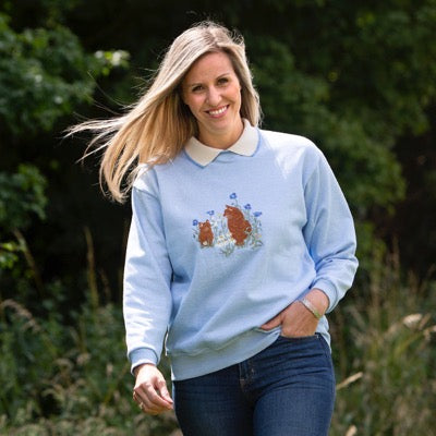 Powder Blue Garden Cats Jersey Top