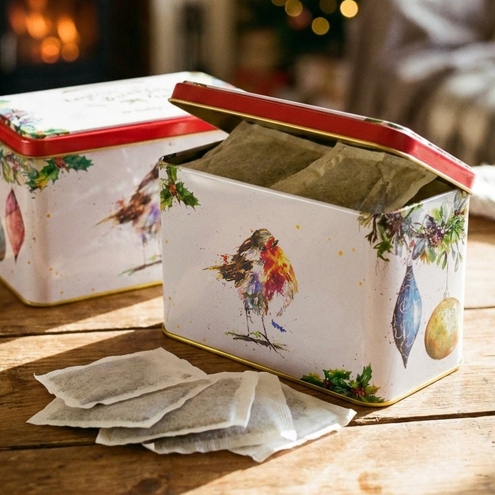 Set of 2 Winter Robin Tea Tin