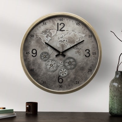 Antiqued Silver Cog Clock