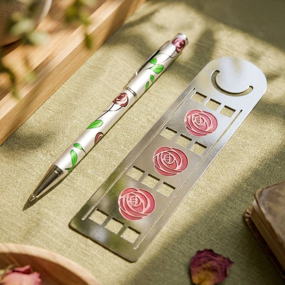 Mackintosh Rose Pen & Bookmark Set