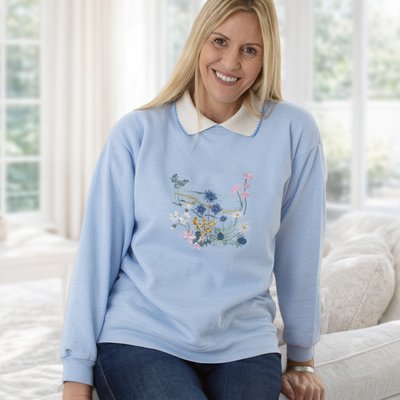 Coastline Florals Jersey Top in Powder Blue