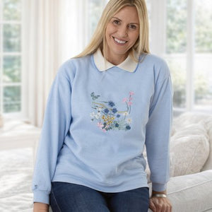 Coastline Florals Jersey Top in Powder Blue