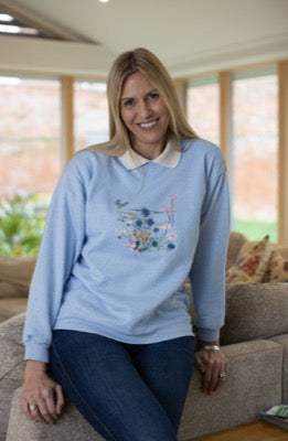 Coastline Florals Jersey Top in Powder Blue