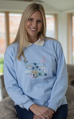 Coastline Florals Jersey Top in Powder Blue