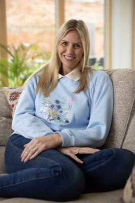 Coastline Florals Jersey Top in Powder Blue