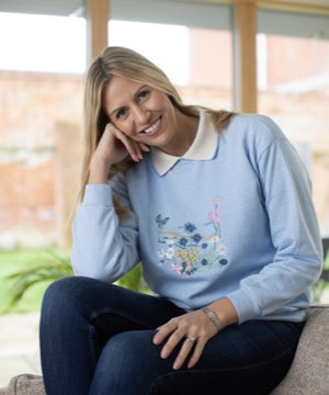 Coastline Florals Jersey Top in Powder Blue
