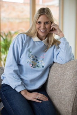 Coastline Florals Jersey Top in Powder Blue