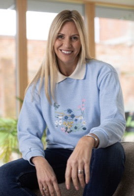 Coastline Florals Jersey Top in Powder Blue