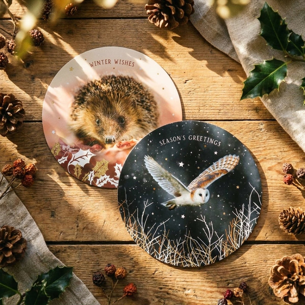 Round Winter Creature Cards