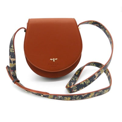 Tan PU Saddle Bag with Decorated Strap