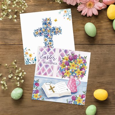 Bible Flowers & Willow Cross Easter Card Set