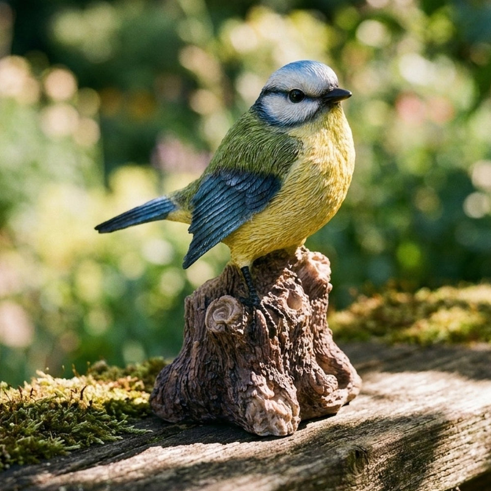 Singing Blue Tit on Stump