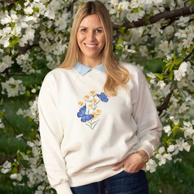 Cool Cream Butterfly Jersey Top