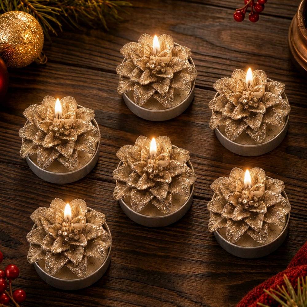 Poinsettia Tealight Set