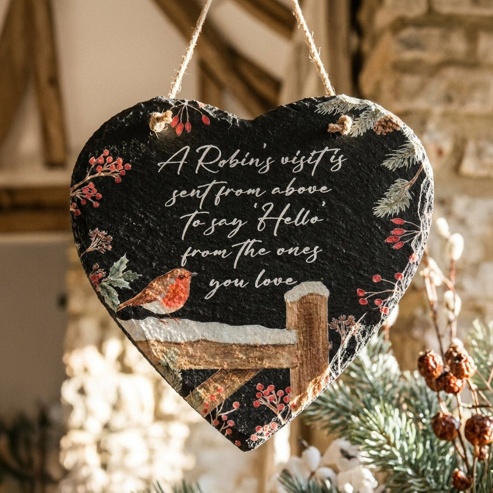 Robins Hanging Heart Slate