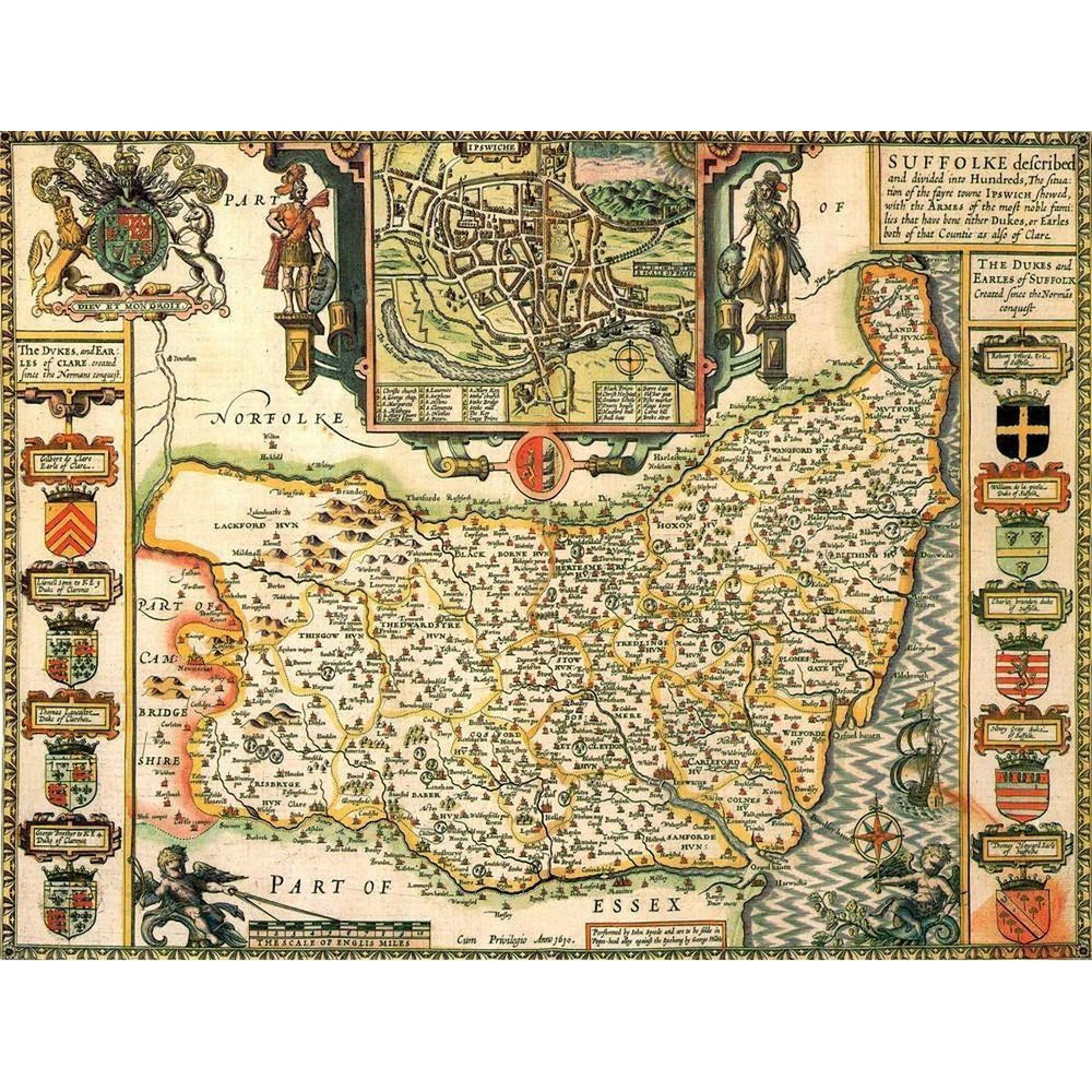 1610 Historical Map of Suffolk 1000-piece Jigsaw