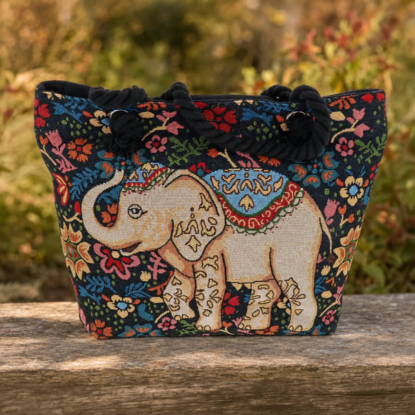 Regal Elephant Tapestry Tote Bag