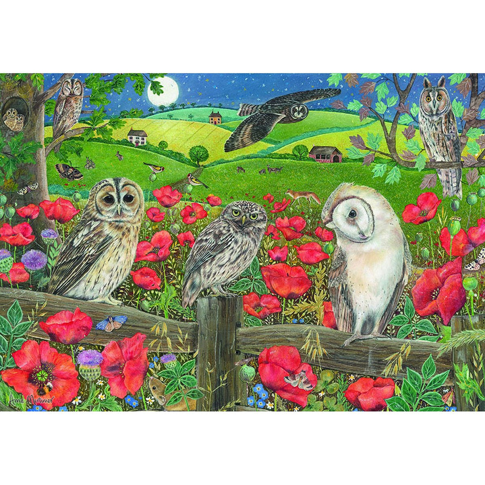 Owls in Poppy Fields 500-Piece Jigsaw