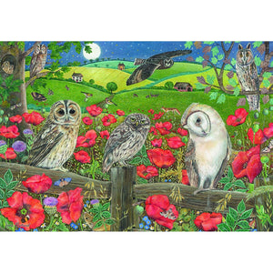 Owls in Poppy Fields 500-Piece Jigsaw