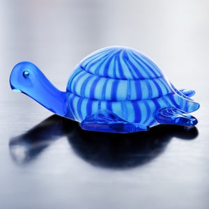 Objet D'art Blue Glass Turtle