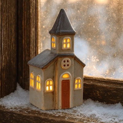 Pottery Church Tealight Holder