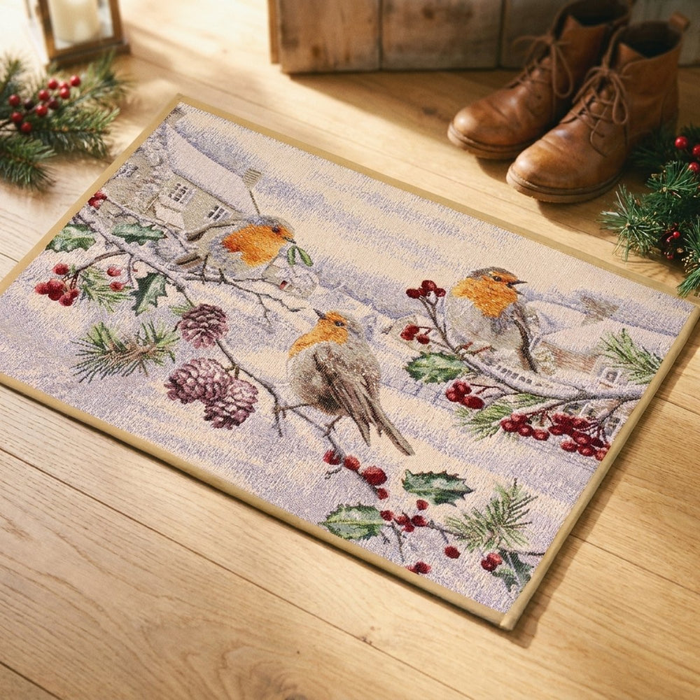 Christmas Robins Door Mat