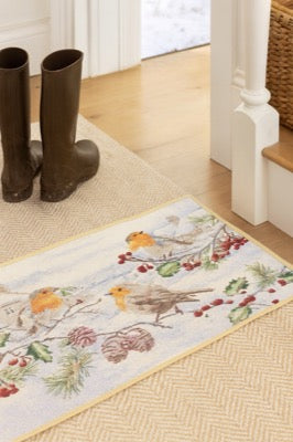 Christmas Robins Door Mat