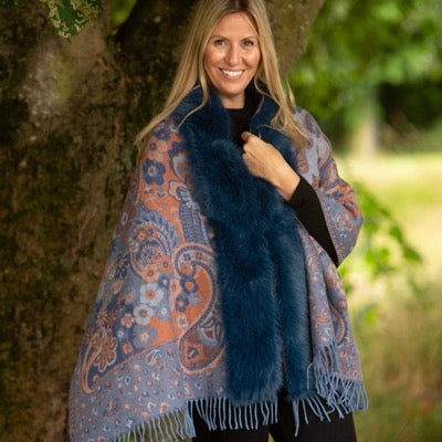 Floral Faux Fur Collar Wrap