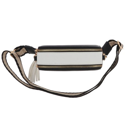 Tri-Colour Cross Body Bag Black White