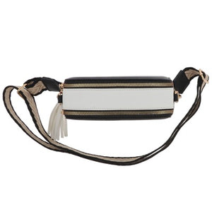 Tri-Colour Cross Body Bag Black White