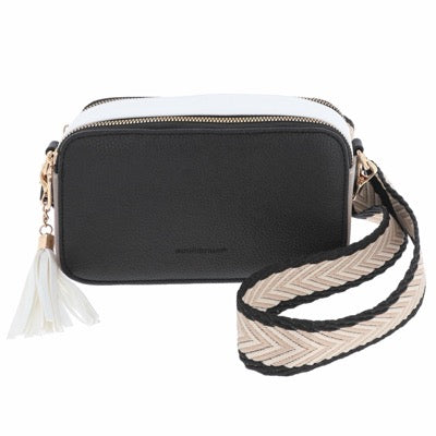 Tri-Colour Cross Body Bag Black White