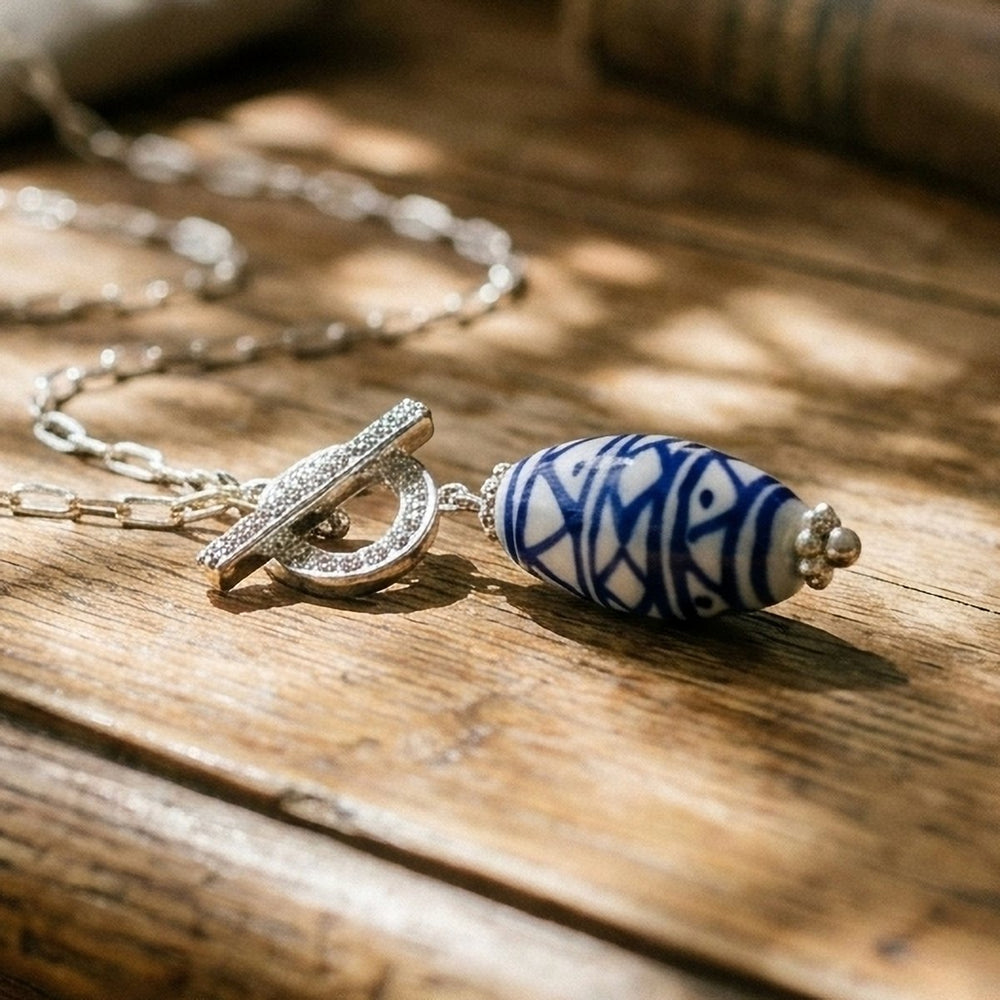 Ceramic Aztec T-Bar Necklace