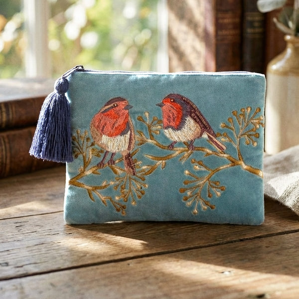 Robin Embroidered Purse
