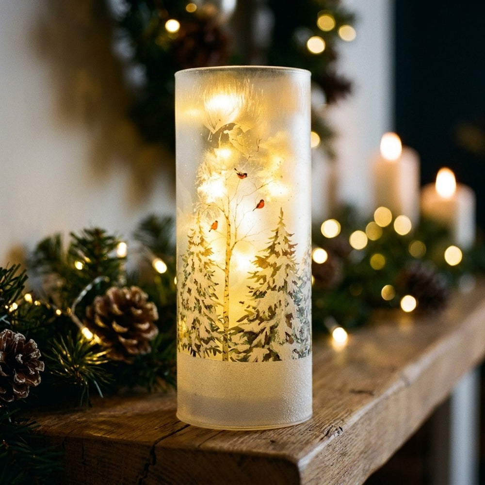 Frosty Forest Robin LED Lamp