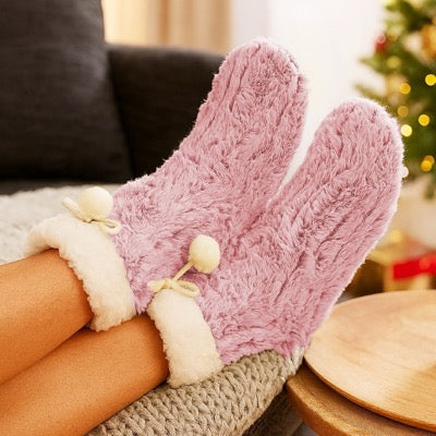 Ladies Pink Fluffy Lounge Socks