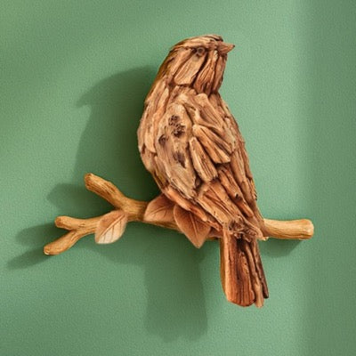 Driftwood Bird on Branch Wall Art