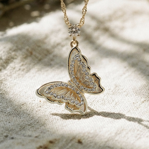 Filigree Mother Of Pearl Butterfly Necklace