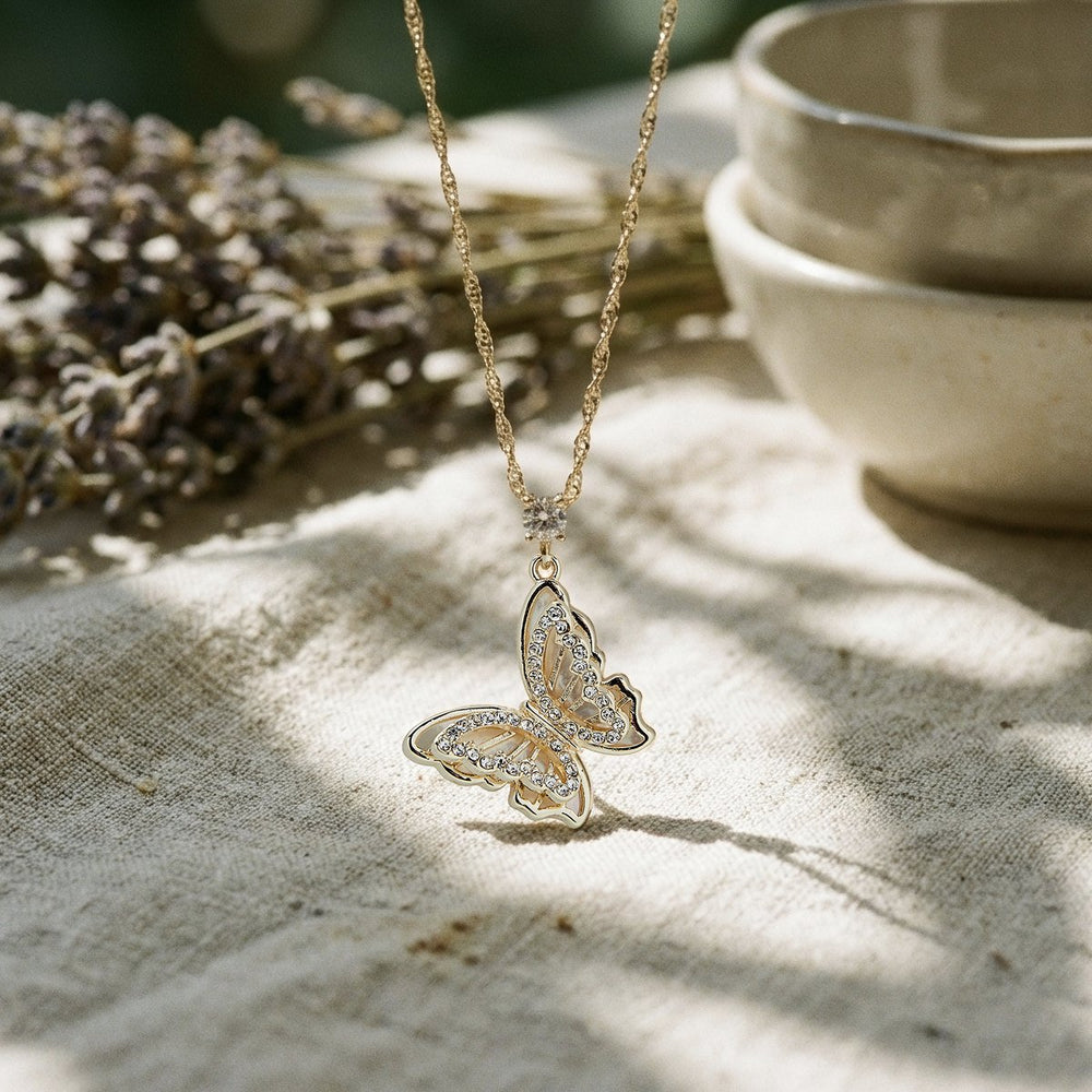 Filigree Mother Of Pearl Butterfly Necklace