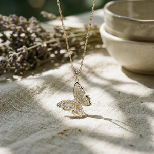 Filigree Mother Of Pearl Butterfly Necklace