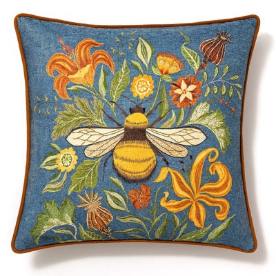 Hawthorn Bee Cushion Petrol
