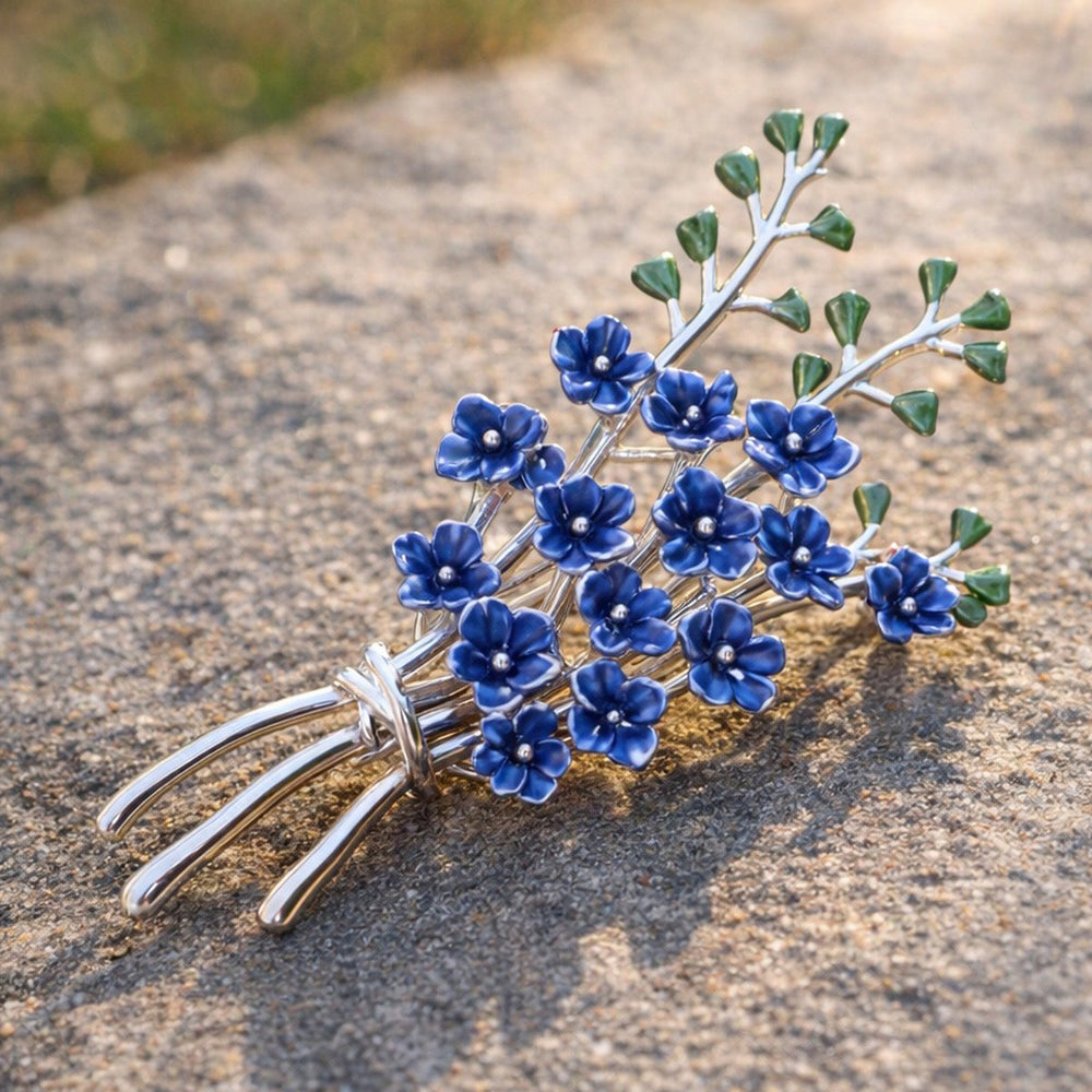 Delphinium Blue Flower Brooch